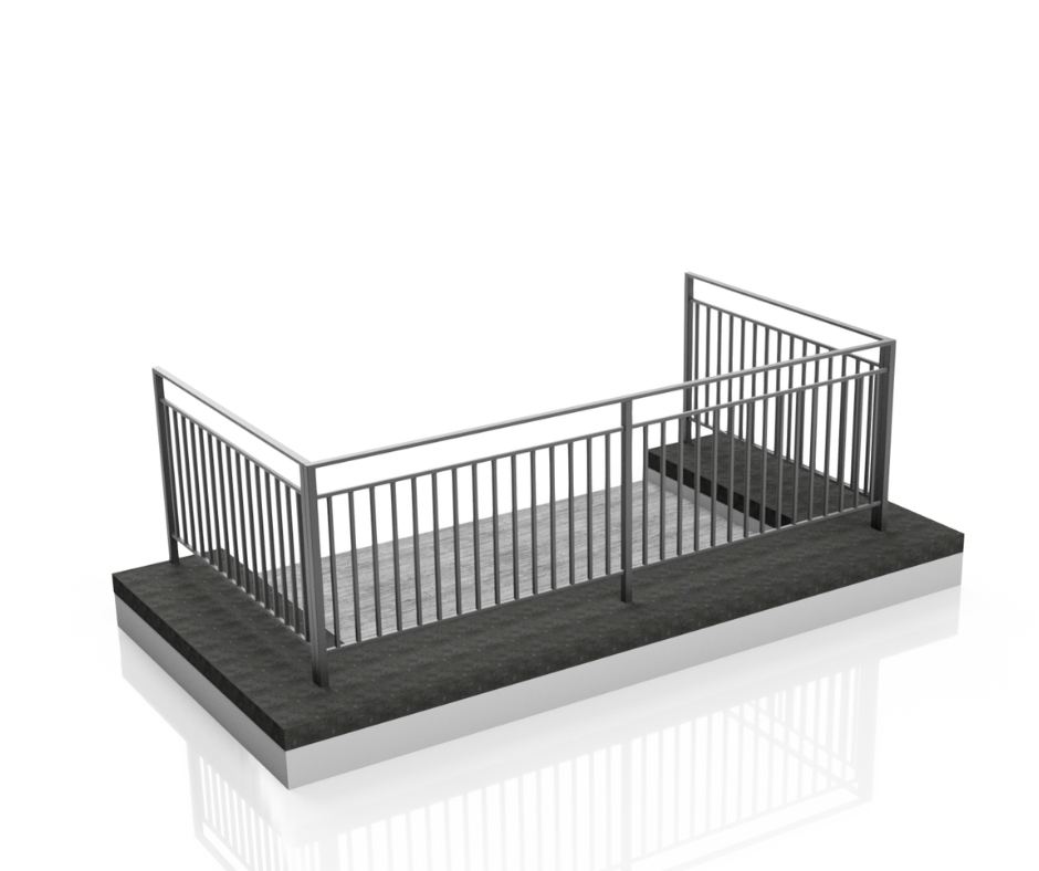 balkon z pionowymi tralkami, projekt