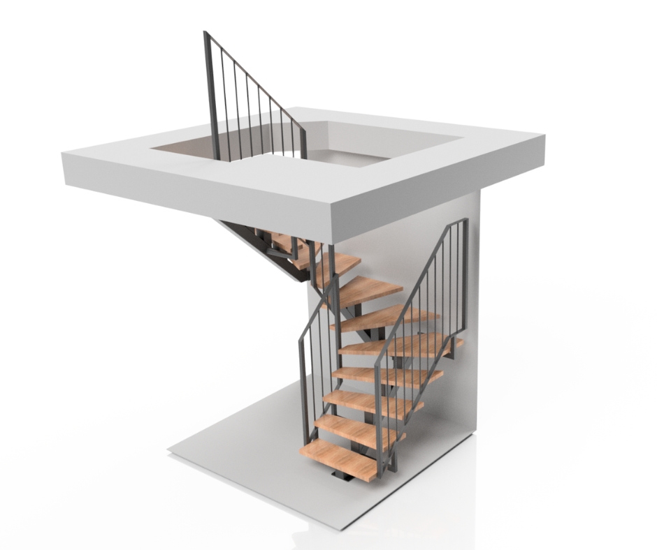 schody zabiegowe na belce centralnej